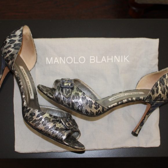 Manolo Blahnik Shoes - Manolo Blahnik Leopard Open Toe d'Orsay He…